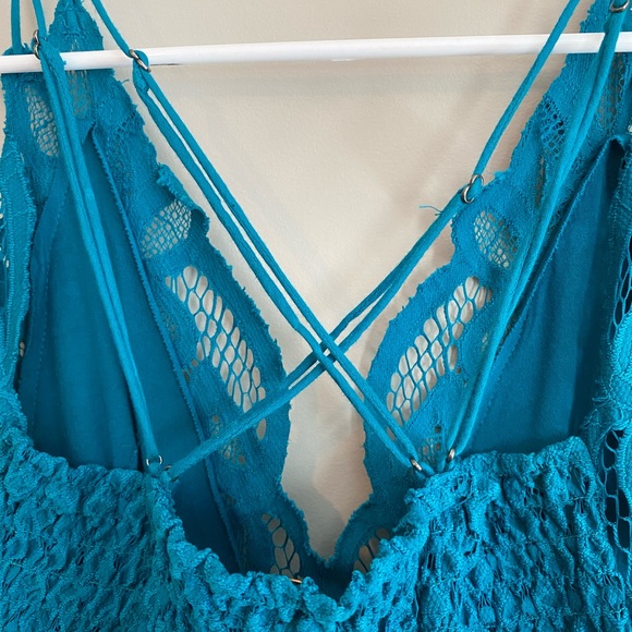 Free People Adella Lace Cami Teal Size M - Picture 4 of 8